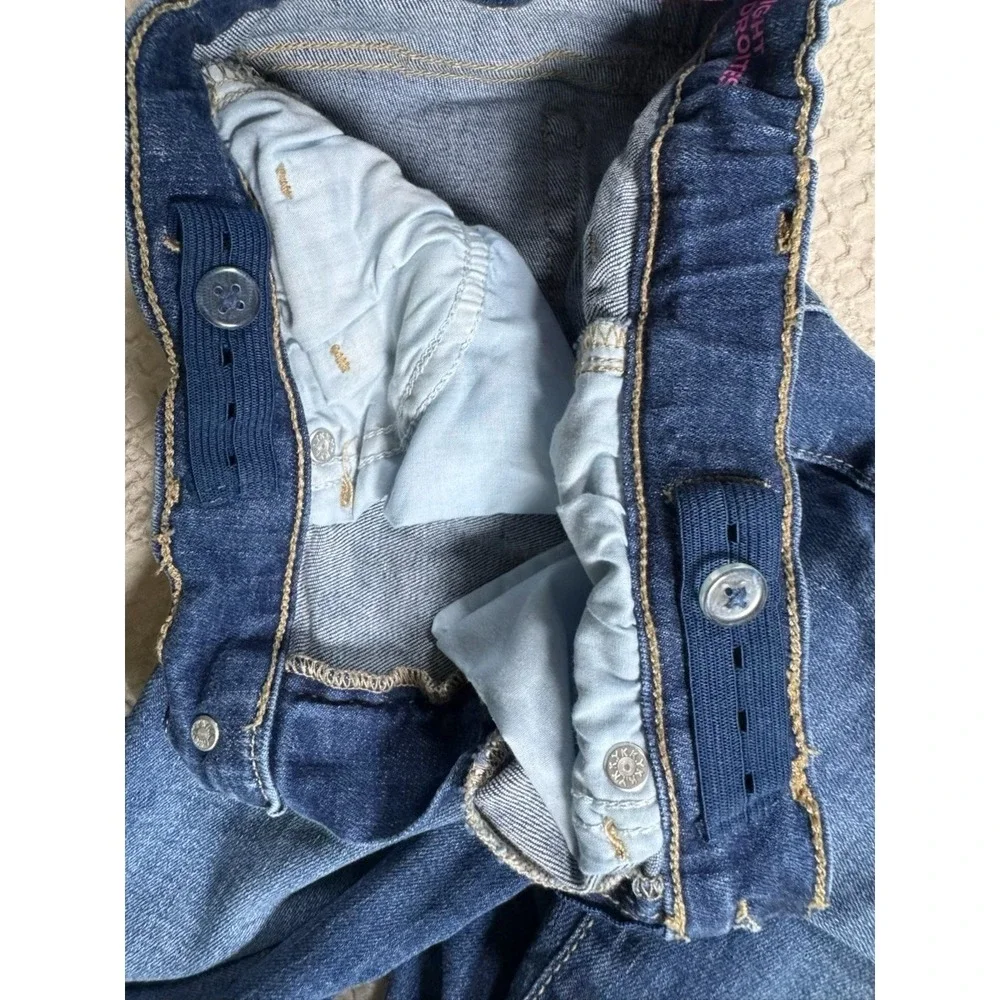 Children's Place Girls Straight‎ Jeans Size 8 Adjustable Waist Dark Wash Blue